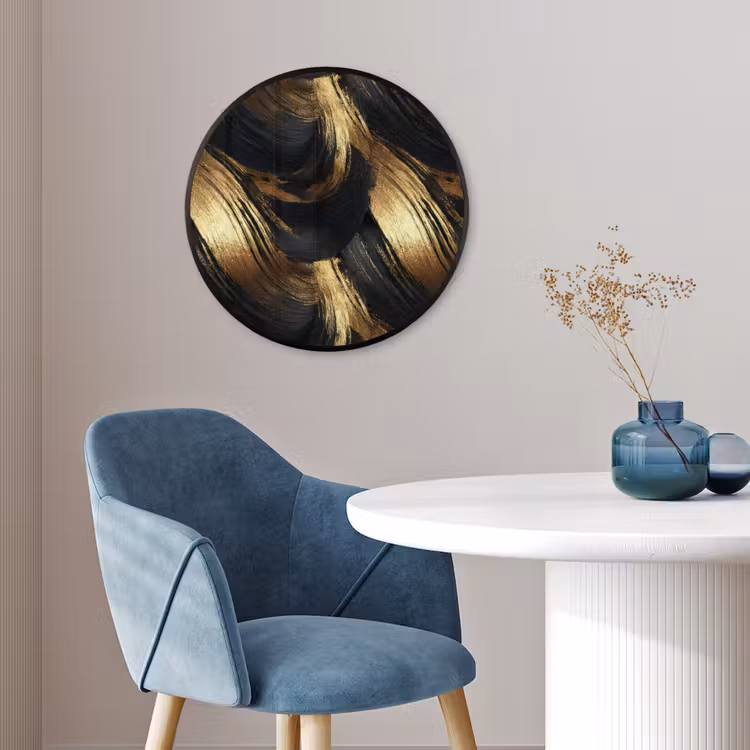 Verfstreken - Abstract - Goud - Zwart Fotolijst rond zonder passe partout klein 856 -sfeer2