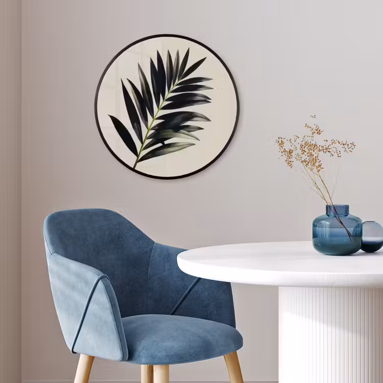 Palmblad - Subtiel - Groen - beige Fotolijst rond zonder passe partout klein -sfeer2