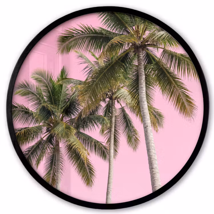 Palmboom - Tropisch - Pink Fotolijst rond zonder passe partout klein -3d