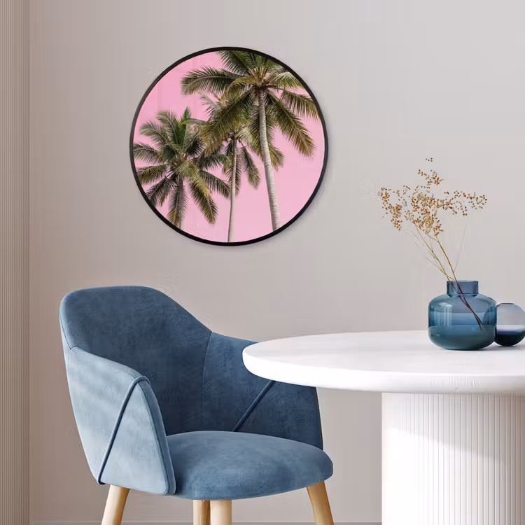 Palmboom - Tropisch - Pink Fotolijst rond zonder passe partout klein -sfeer2