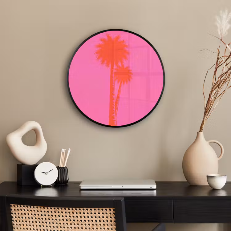 Palmbomen - Modern - Roze Fotolijst rond zonder passe partout klein -sfeer1