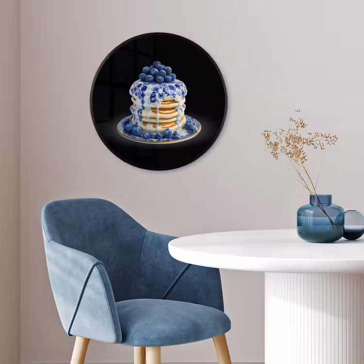 Pannenkoeken - Blauwe Bessen - Bord Fotolijst rond zonder passe partout klein -sfeer2