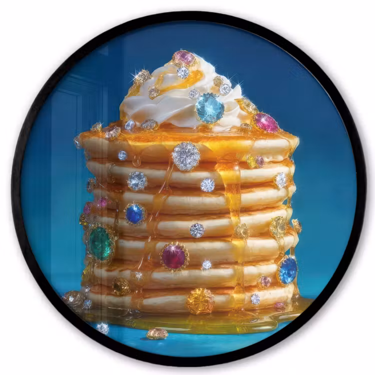 Pannenkoeken - Steentjes - Glitter - Slagroom Fotolijst rond zonder passe partout klein -3d
