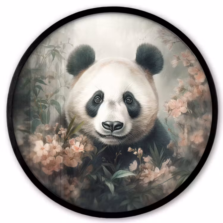 Panda - Dieren - Bloemen - Planten Fotolijst rond zonder passe partout klein -3d