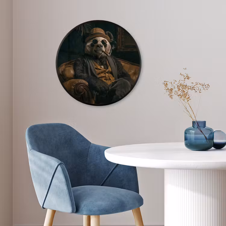 Panda - Hoed - Bril - Pak Fotolijst rond zonder passe partout klein -sfeer2