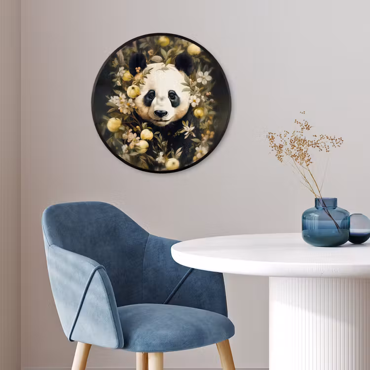 Panda - Pandabeer - Wilde dieren - Natuur - Bloemen Fotolijst rond zonder passe partout klein -sfeer2
