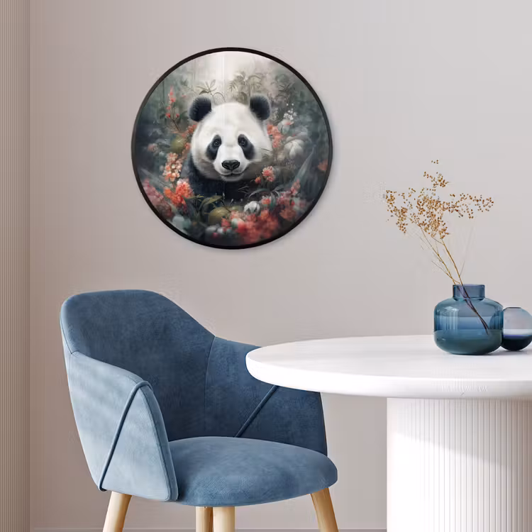 Panda - Wilde dieren - Bloemen - Natuur Fotolijst rond zonder passe partout klein -sfeer2