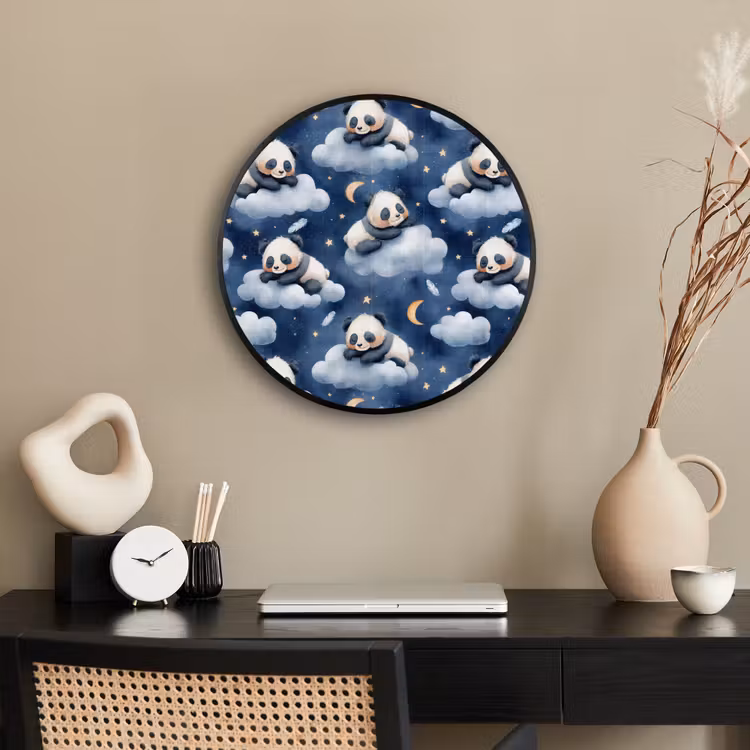 Panda's - Slapen - Blauw Fotolijst rond zonder passe partout klein 856 -sfeer1
