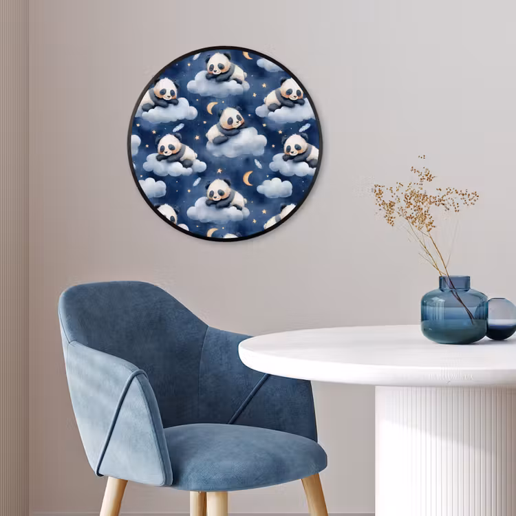 Panda's - Slapen - Blauw Fotolijst rond zonder passe partout klein 856 -sfeer2