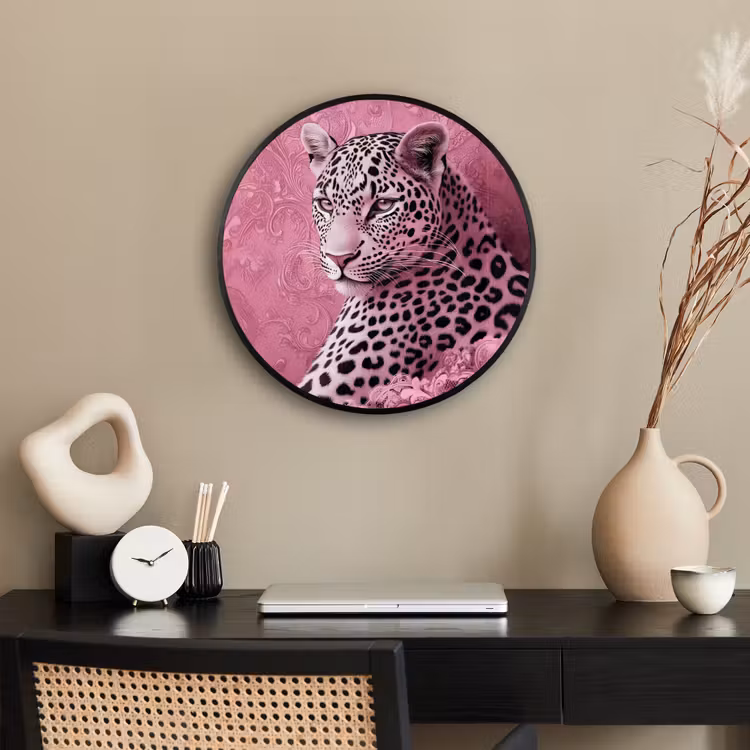 Panter - Luxe - Roze Fotolijst rond zonder passe partout klein -sfeer1