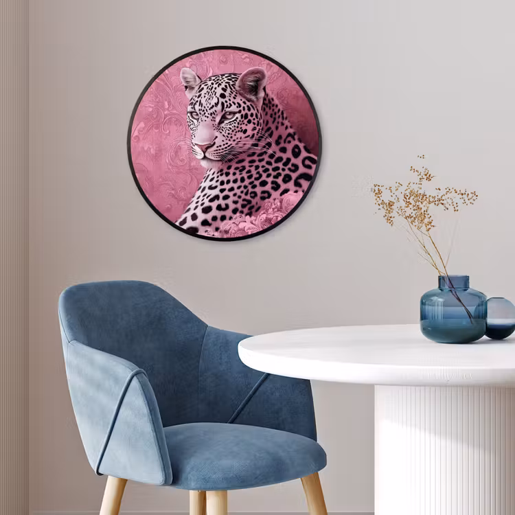 Panter - Luxe - Roze Fotolijst rond zonder passe partout klein -sfeer2
