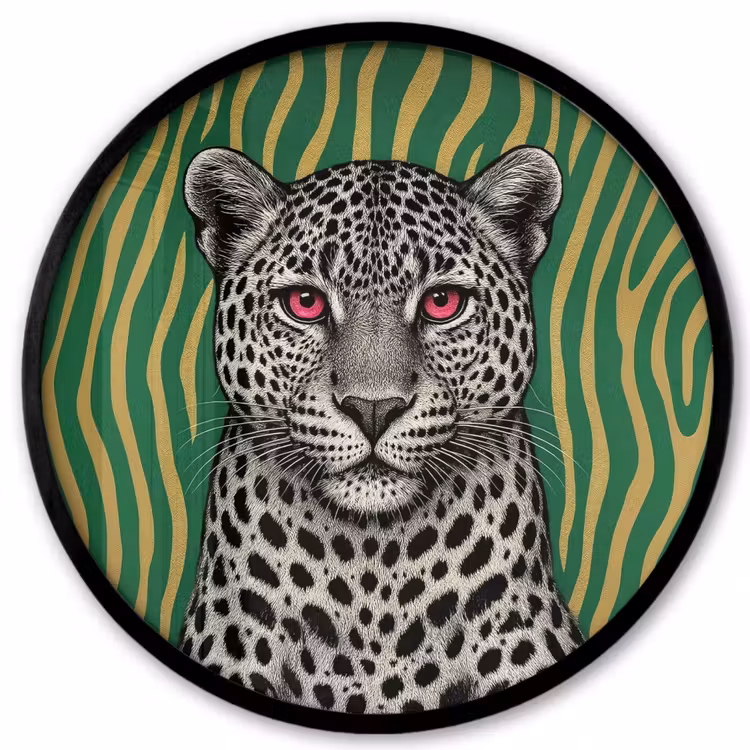Panter - Zebrapatroon - Groen Fotolijst rond zonder passe partout klein -3d
