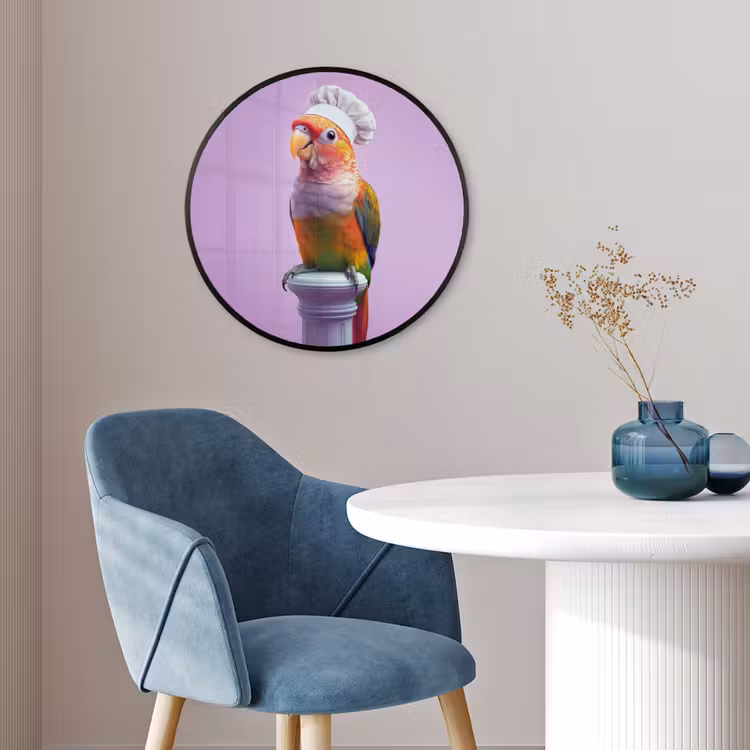 Papegaai - Koksmuts - Pilaar - Vogel Fotolijst rond zonder passe partout klein -sfeer2