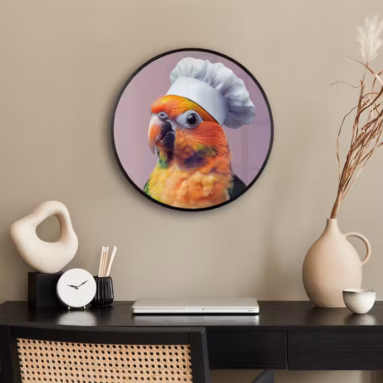 Papegaai - Koksmuts - Nieuwsgierig - Vogel Fotolijst rond zonder passe partout klein -sfeer1