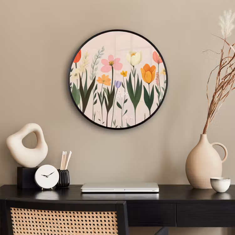 Pasteltinten - Bloemen - Illustratie Fotolijst rond zonder passe partout klein -sfeer1