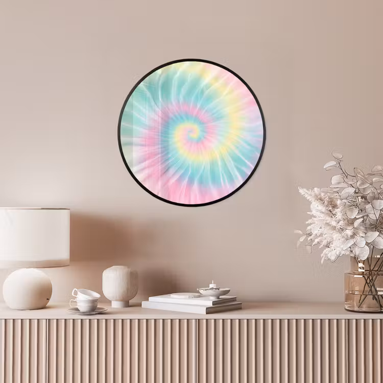 Pasteltinten - Tie dye - Roze Fotolijst rond zonder passe partout klein -sfeer3