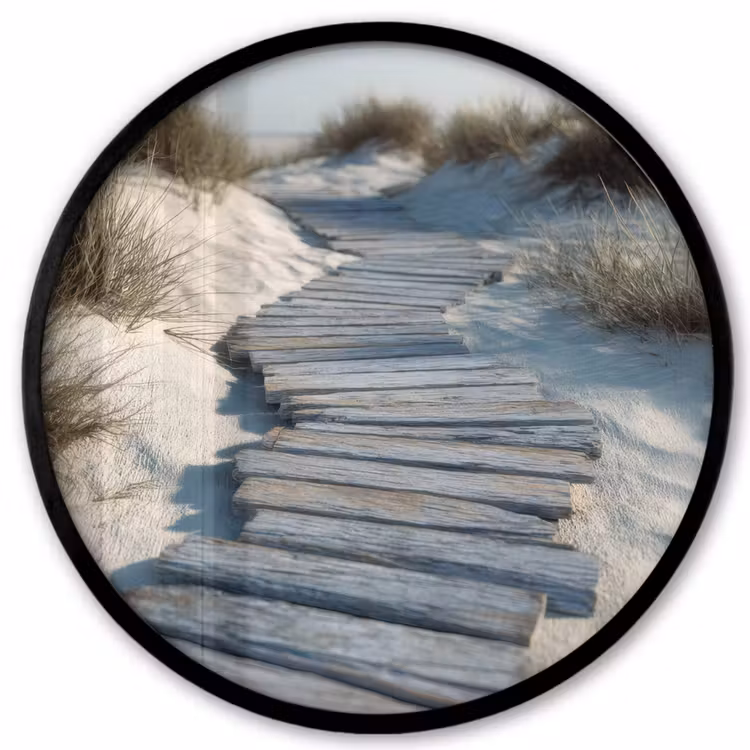 Pad - Planken - Duinen - Gras Fotolijst rond zonder passe partout klein -3d
