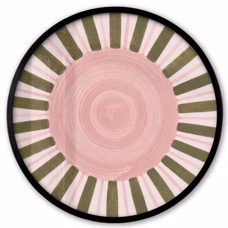 Patroon - Cirkel - Stralen - Abstract - Roze Fotolijst rond zonder passe partout klein -3d