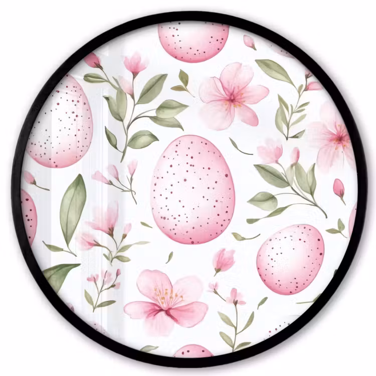 Patroon - Eieren - Roze - Pasen Fotolijst rond zonder passe partout klein -3d