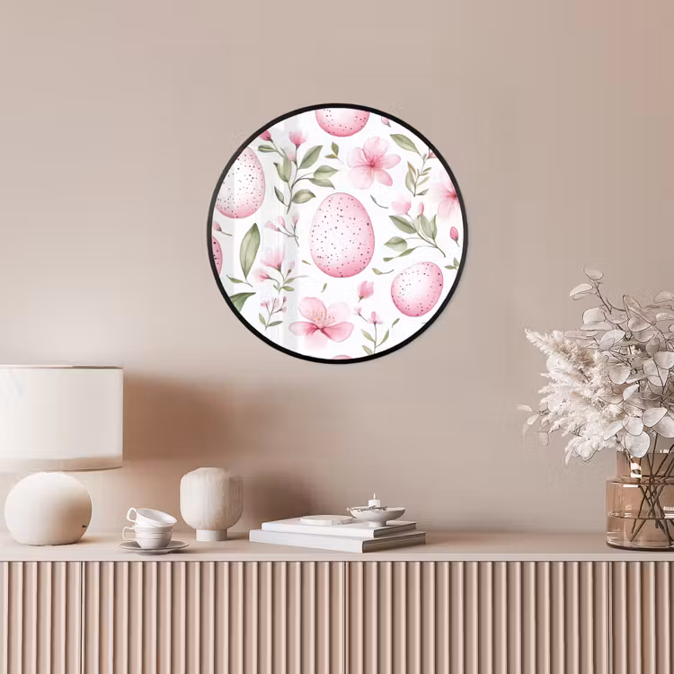 Patroon - Eieren - Roze - Pasen Fotolijst rond zonder passe partout klein -sfeer3