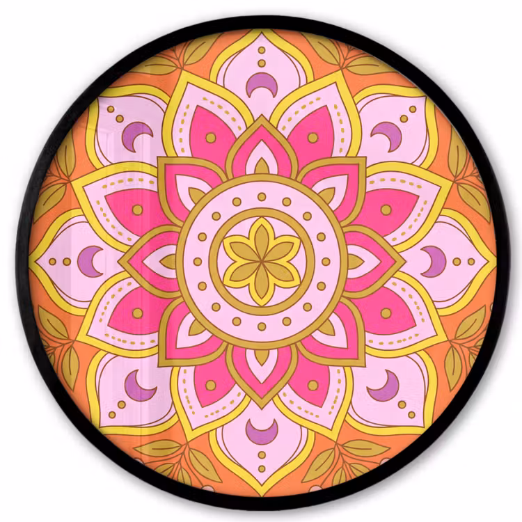 Patroon - Bloemmotief - Decoratie - Abstract - Roze Fotolijst rond zonder passe partout klein -3d