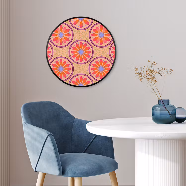 Patroon - Bloemen - Decoratief - Kleurrijk - Modern Fotolijst rond zonder passe partout klein -sfeer2