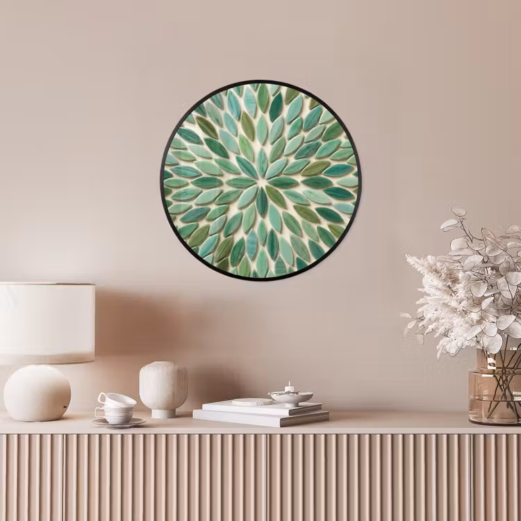 Patroon - Blad - Groen - Abstract Fotolijst rond zonder passe partout klein -sfeer3