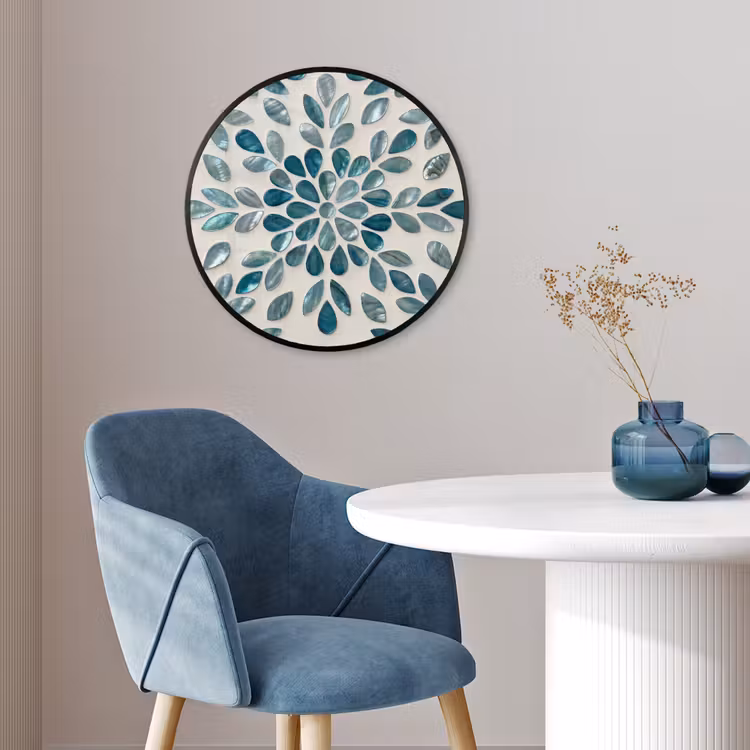 Patroon - Bladeren - Abstract - Modern - Turquoise Fotolijst rond zonder passe partout klein -sfeer2