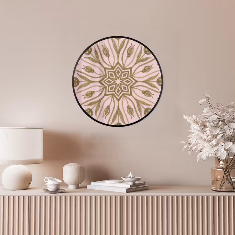 Patroon - Mandala - Decoratie - Abstract - Groen Fotolijst rond zonder passe partout klein -sfeer3