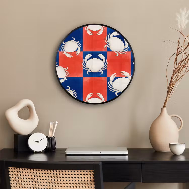 Patroon - Zeeleven - Rood - Blauw - Abstract Fotolijst rond zonder passe partout klein -sfeer1