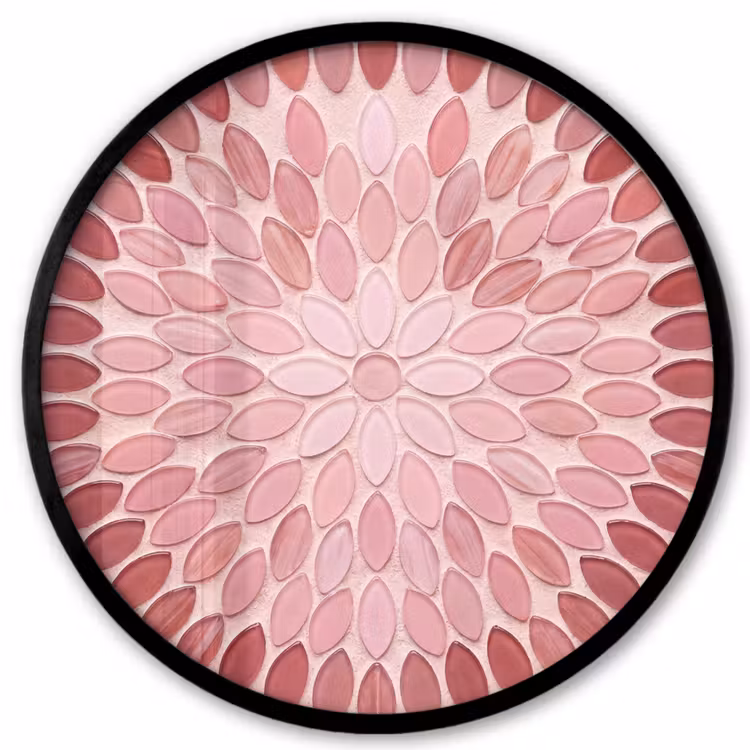 Patroon - Mozaïek - Ovaal - Abstract - Roze Fotolijst rond zonder passe partout klein -3d
