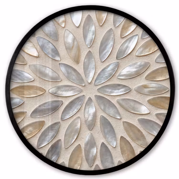 Patroon - Ovaal - Glanzend - Abstract - Beige Fotolijst rond zonder passe partout klein -3d