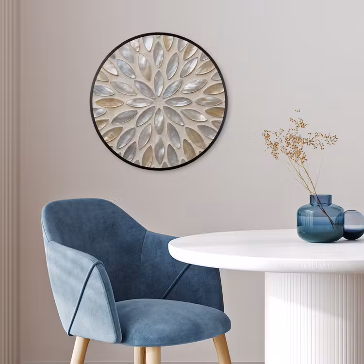 Patroon - Ovaal - Glanzend - Abstract - Beige Fotolijst rond zonder passe partout klein -sfeer2