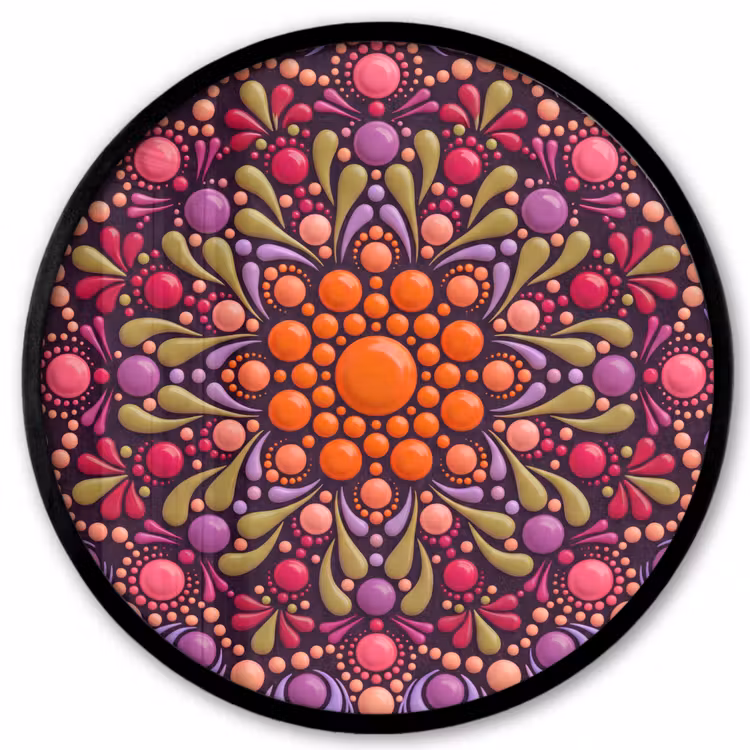 Patroon - Stippen - Abstract - Modern - Kleurrijk Fotolijst rond zonder passe partout klein -3d