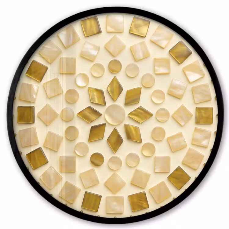 Patroon - Vormen - Mozaïek - Abstract - Goud Fotolijst rond zonder passe partout klein -3d