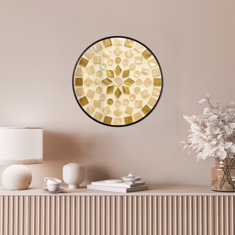 Patroon - Vormen - Mozaïek - Abstract - Goud Fotolijst rond zonder passe partout klein -sfeer3