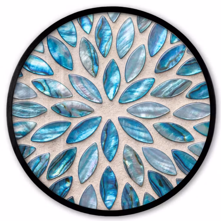 Patroon - Glans - Abstract - Blauw - Decoratie Fotolijst rond zonder passe partout klein -3d
