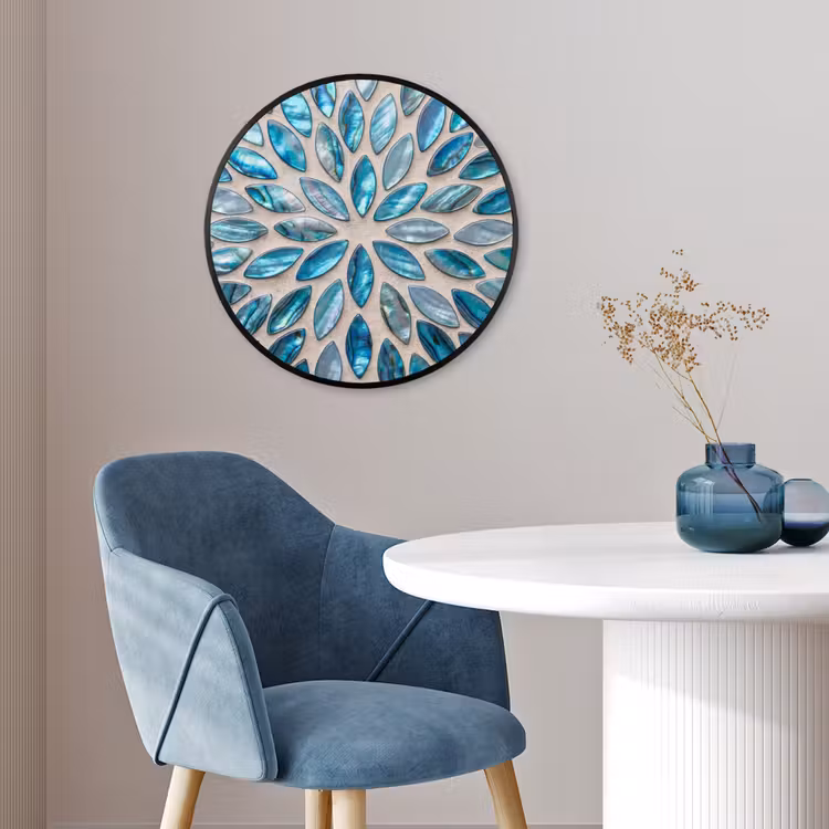 Patroon - Glans - Abstract - Blauw - Decoratie Fotolijst rond zonder passe partout klein -sfeer2