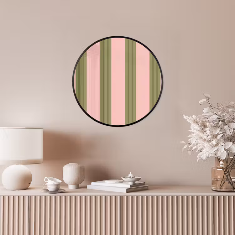 Patroon - Strepen - Abstract - Roze - Groen Fotolijst rond zonder passe partout klein -sfeer3