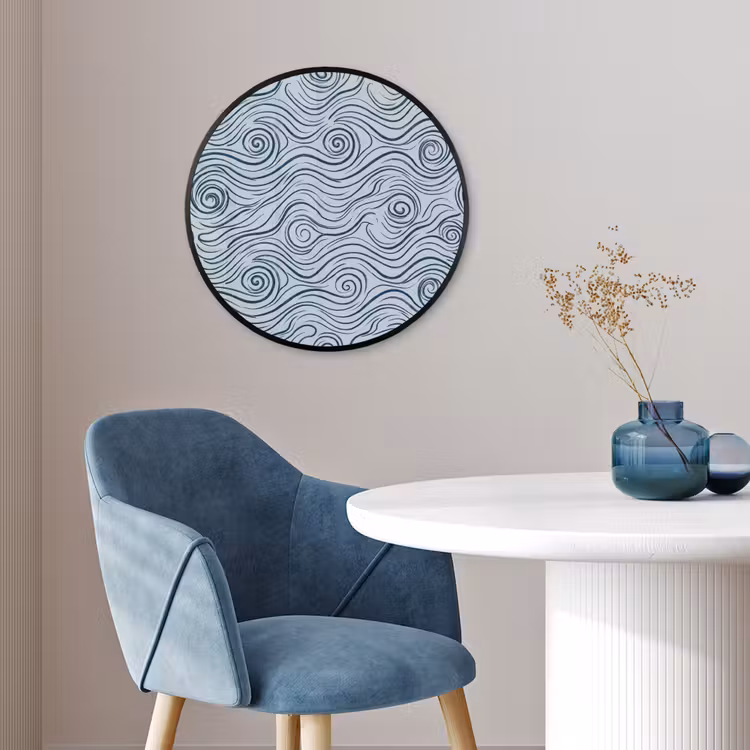 Patroon - Golven - Abstract - Modern - Blauw Fotolijst rond zonder passe partout klein -sfeer2