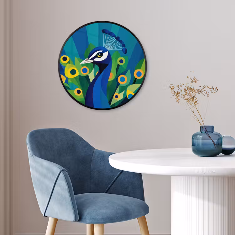 Pauw - Cirkels - Blauw Fotolijst rond zonder passe partout klein -sfeer2
