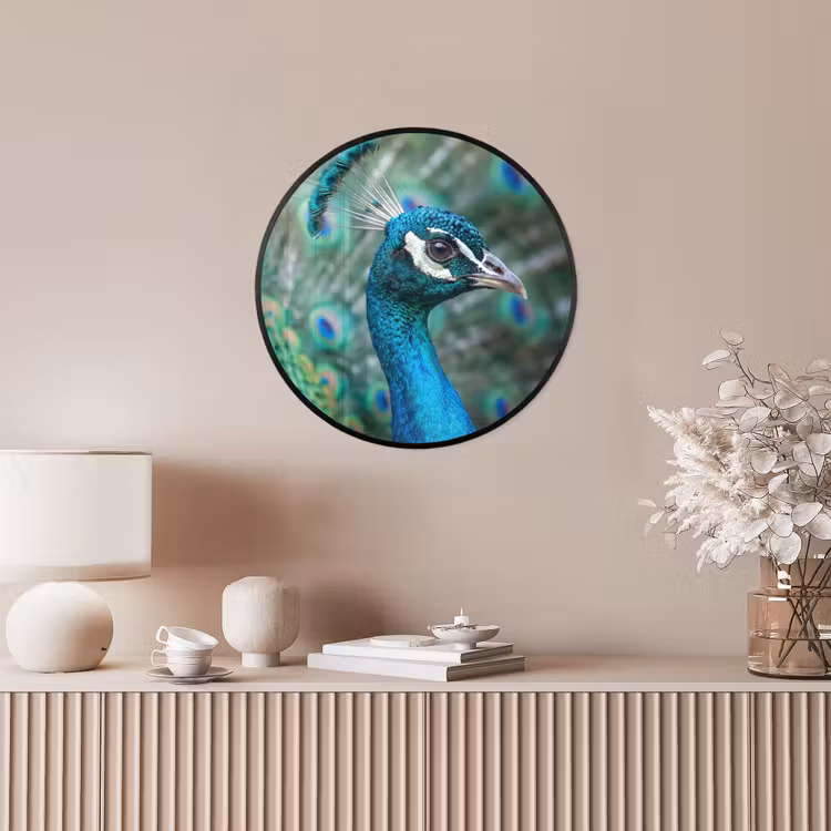 Pauw - Veren - Blauw Fotolijst rond zonder passe partout klein -sfeer3