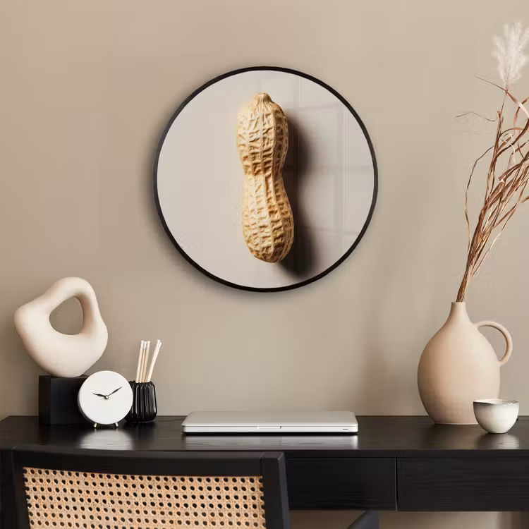 Pinda - Ruw - Beige Fotolijst rond zonder passe partout klein -sfeer1