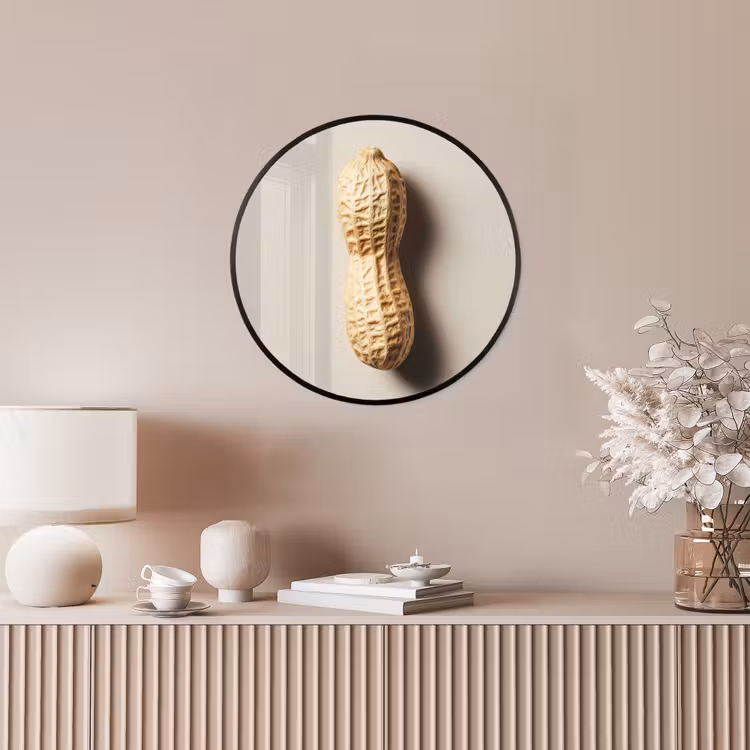 Pinda - Ruw - Beige Fotolijst rond zonder passe partout klein -sfeer3