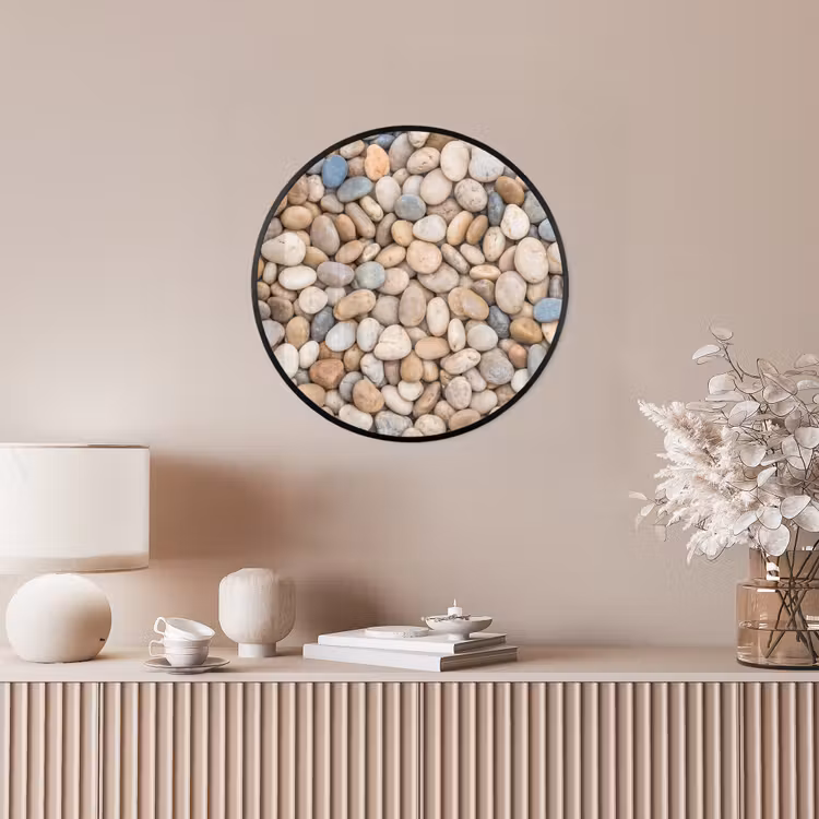 Kiezelstenen - Natuur - Textuur - Beige - Grijs Fotolijst rond zonder passe partout klein -sfeer3