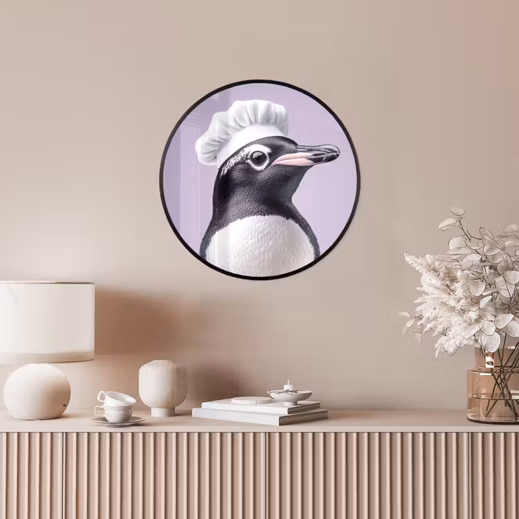 Pinguïn - Koksmuts - Lief - Paars Fotolijst rond zonder passe partout klein -sfeer3