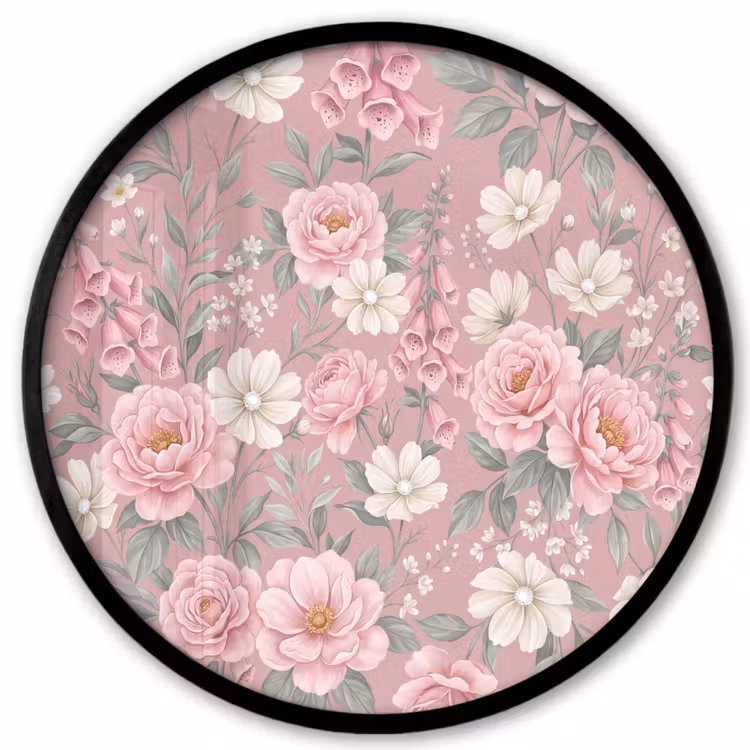 Pioenrozen - Vingerhoedskruid - Pink Fotolijst rond zonder passe partout klein -3d