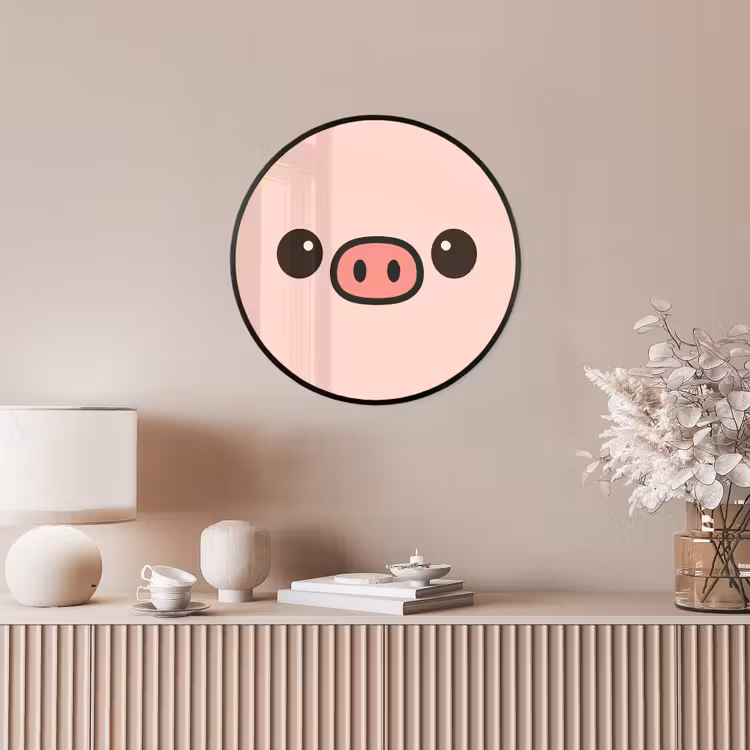 Varken - Roze - Minimalistisch Fotolijst rond zonder passe partout klein -sfeer3