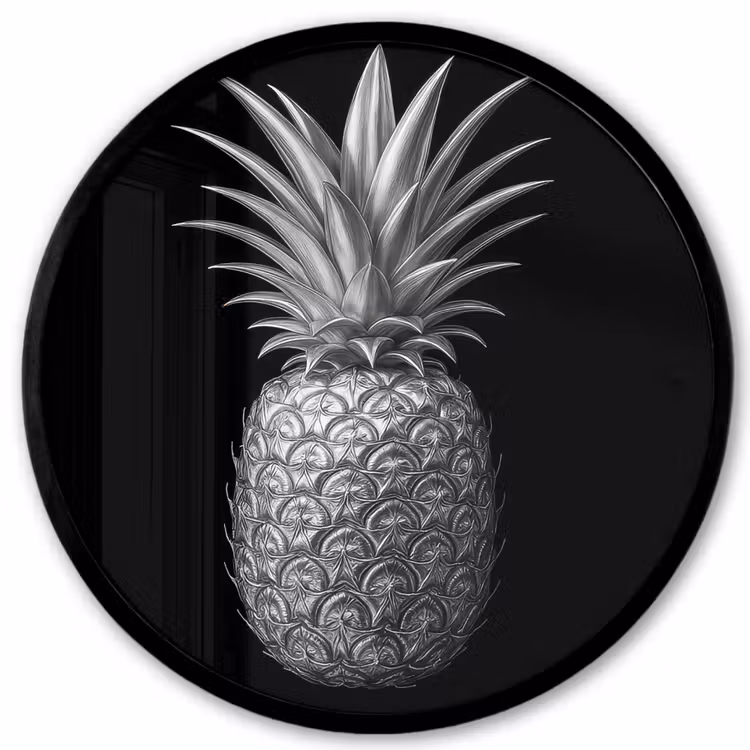 Ananas - Gedetailleerd - Bladeren Fotolijst rond zonder passe partout klein -3d