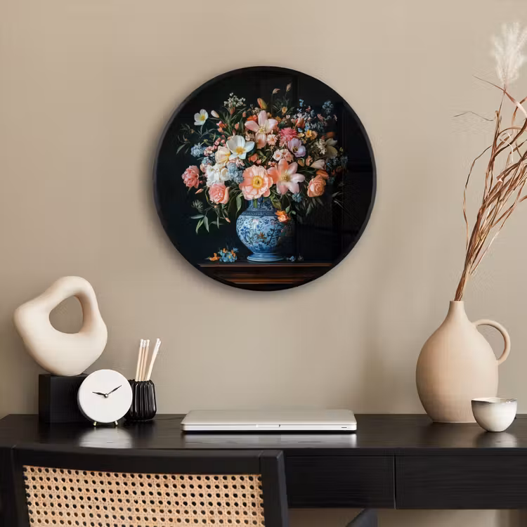 Roze - Bloemen - Vaas - Kleuren Fotolijst rond zonder passe partout klein -sfeer1